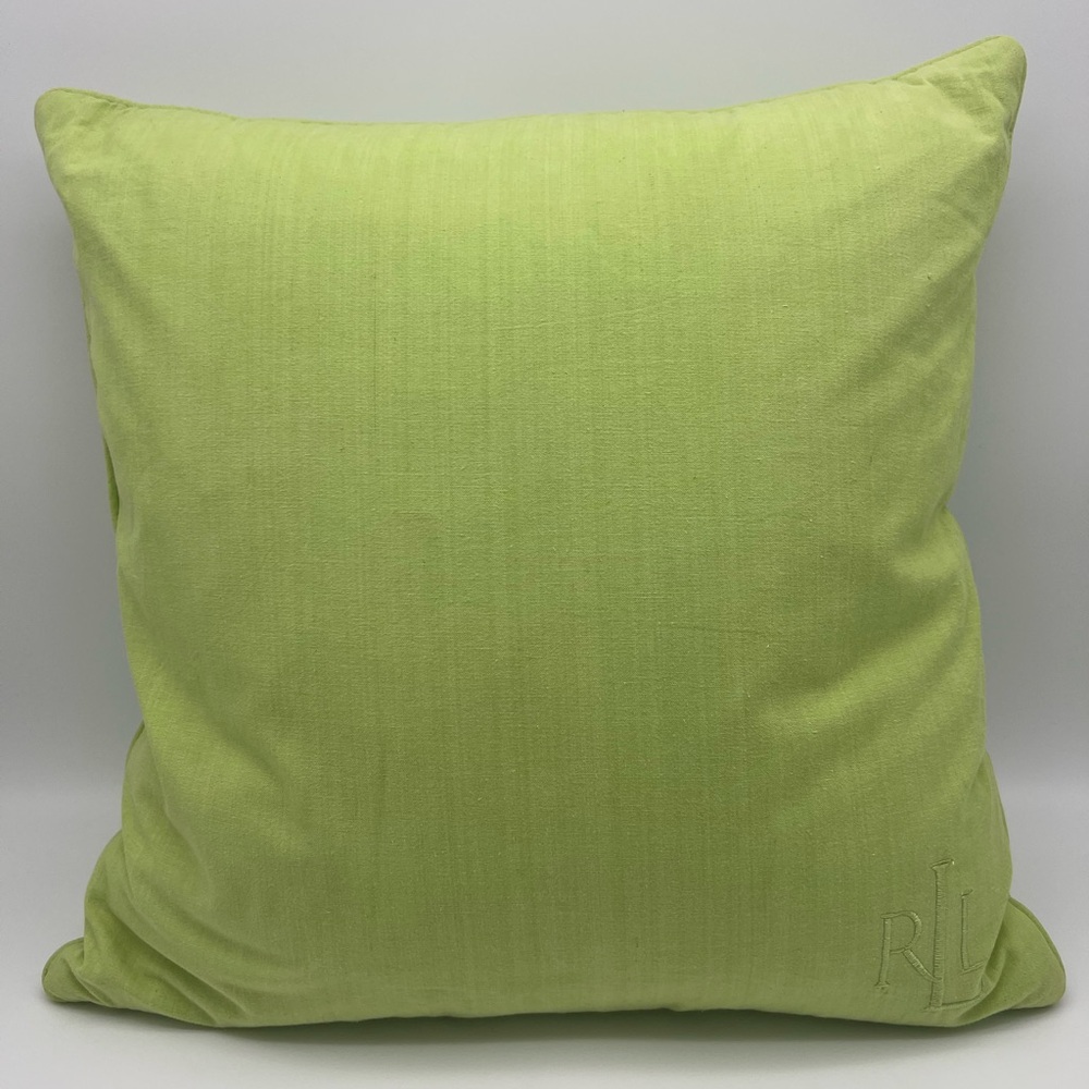 Ralph Lauren Lime Green Down Fill Accent Throw Pillow Monogram RLL 18x18 - Picture 2 of 7